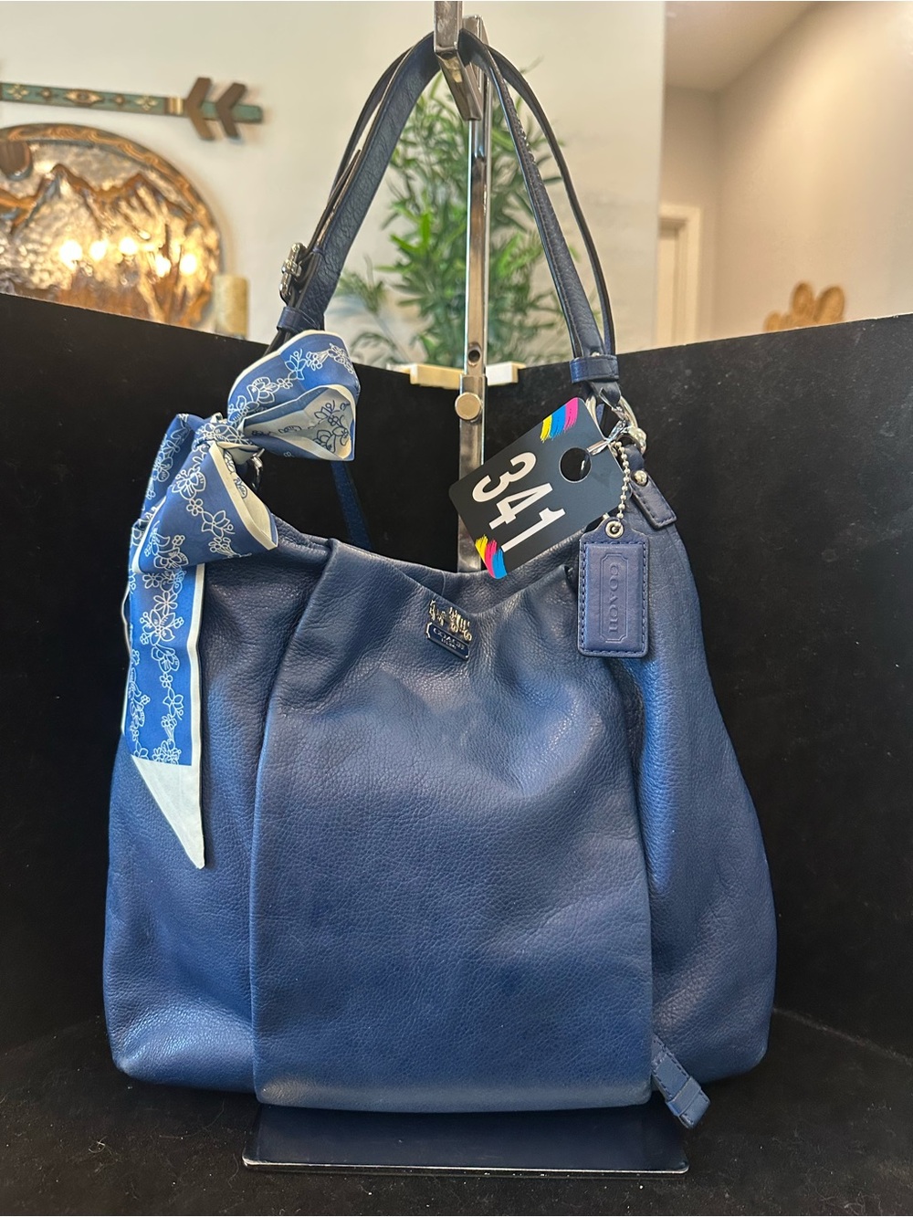 Coach#341 Madison Isabelle Blue Pebbled Leather Shoulder/ crossbody